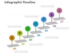 Ppt seven staged timeline for growth representation flat powerpoint design