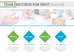 Ppt team discussion for swot analysis flat powerpoint design