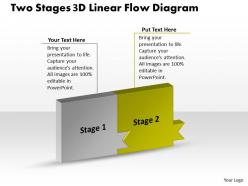 Ppt two stage 3d linear flow swim lane diagram powerpoint template business templates 2 stages