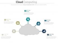 Ppts cloud with five icons for computing services flat powerpoint design