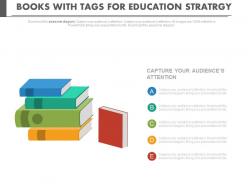 Ppts colored books with tags for educational strategy flat powerpoint design