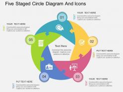 Ppts five staged circle diagram and icons flat powerpoint design