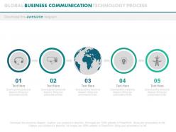 Ppts five staged global business communication technology process flat powerpoint design