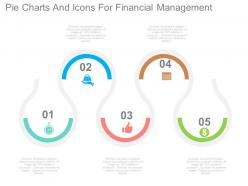 Ppts five staged pie charts and icons for financial management flat powerpoint design
