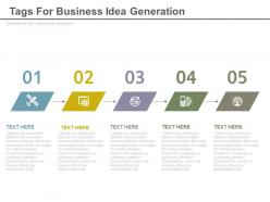 Ppts five staged tags for business idea generation flat powerpoint design