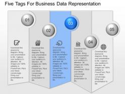 Ppts five tags for business data representation powerpoint template