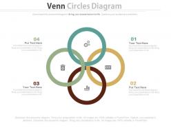 Ppts four interconnected circles with business icons flat powerpoint design