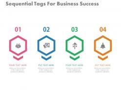 Ppts four sequential tags for business success flat powerpoint design