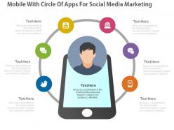 Ppts mobile with circle of apps for social media marketing flat powerpoint design