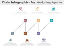 Ppts six staged circle infographics for marketing agenda flat powerpoint design