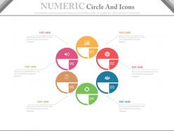Ppts six staged numeric circles and icons for business data flat powerpoint design