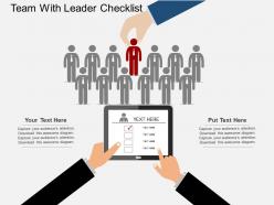Ppts team with leader checklist flat powerpoint design