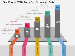Pptx bar graph with tags for business data flat powerpoint design
