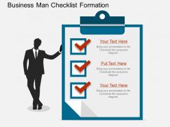 Pptx business man checklist formation flat powerpoint design