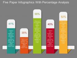 Pptx five paper infographics with percentage analysis flat powerpoint design