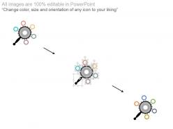 Pptx five staged gears and magnifier diagram flat powerpoint design