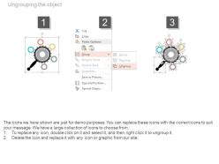 Pptx five staged gears and magnifier diagram flat powerpoint design