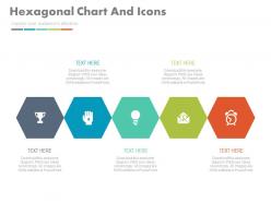 Pptx five staged hexagonal chart and icons for our services flat powerpoint design