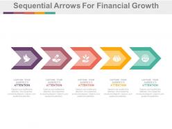 Pptx five staged sequential arrows for financial growth study flat powerpoint design