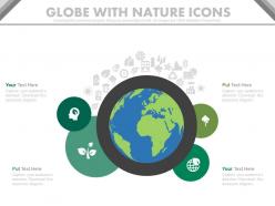 Pptx globe with nature icons for save the earth mission flat powerpoint design