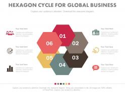 Pptx six hexagons cycle for global business communication flat powerpoint design