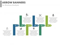 Pptx six staged arrow banners for business analysis flat powerpoint design