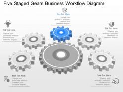 Pq five staged gears business workflow diagram powerpoint template