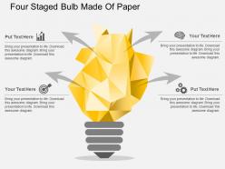 Pq four staged bulb made of paper flat powerpoint design