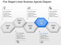 Pr five staged linear business agenda diagram powerpoint template