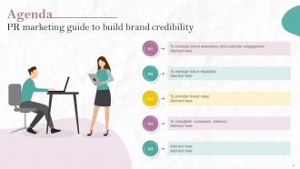 PR Marketing Guide To Build Brand Credibility Powerpoint Presentation Slides MKT CD Customizable Designed