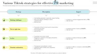 PR Marketing Guide To Build Positive Various Tiktok Strategies For Effective PR Marketing MKT SS V