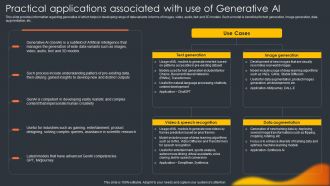 Practical Applications Associated With Use Of Generative Ai Generative Ai Artificial Intelligence AI SS