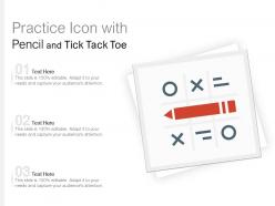 Practice icon with pencil and tick tack toe