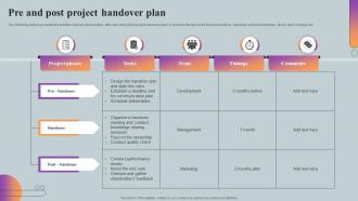 Pre And Post Project Handover Plan