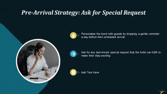 Pre Arrival Strategy Ask Hotel Guest For Special Request Training Ppt