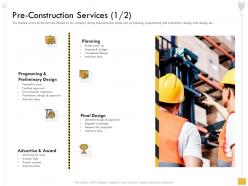 Pre construction services for proposals ppt powerpoint presentation portfolio influencers