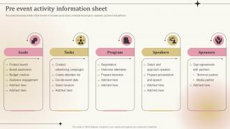 Pre Event Activity Information Sheet Ppt Powerpoint Presentation Gallery Slide Portrait