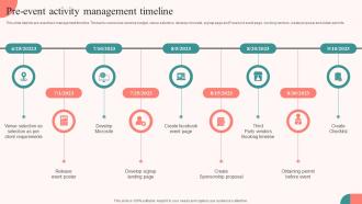 Pre Event Activity Management Timeline Tasks For Effective Launch Event Ppt Portrait