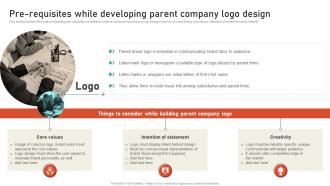 Pre Requisites While Developing Parent Company Logo Leveraging Brand Equity For Product