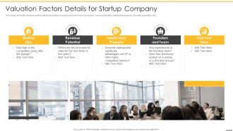 Pre revenue startup valuation factors details for startup company