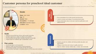 Pre School Marketing Plan Customer Persona For Preschool Ideal Customer Strategy SS