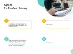Pre seed money pitch deck agenda for pre seed money ppt powerpoint presentation ideas