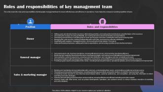 Precious Stones Business Plan Roles And Responsibilities Of Key Management Team BP SS