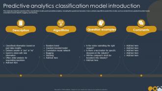 Predictive Analytics Classification Model Introduction Ppt Template