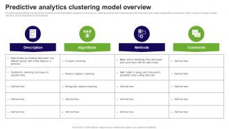 Predictive Analytics Clustering Model Overview Prediction Model