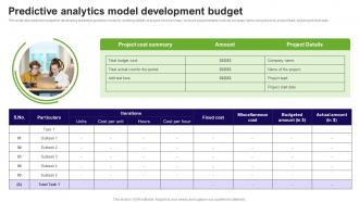 Predictive Analytics Model Development Budget Prediction Model