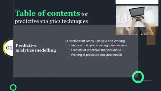 Predictive Analytics Techniques Table Of Contents Ppt Powerpoint Presentation File Rules