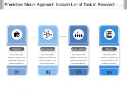 Predictive model approach include list of task in research data collection and model selection