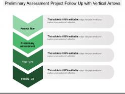 Preliminary assessment project follow up with vertical arrows