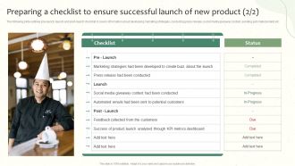 Preparing A Checklist To Ensure Successful Launch Of New Product Launching A New Food Product
